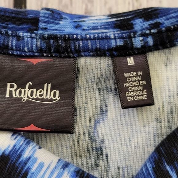 RAFAELLA Round Open Collar Printed Knee Length Dress, size Medium, Blue - Picture 11 of 13